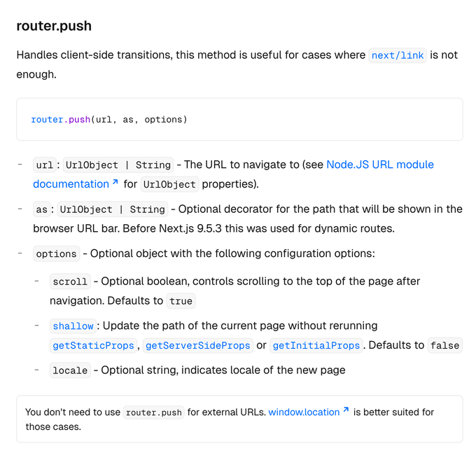 next router push interface